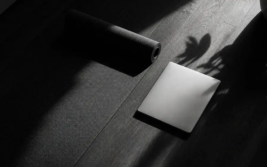 Tappetino e portatile pronti per una sessione